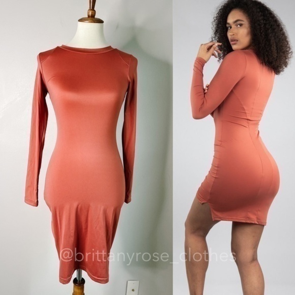 BUFFBUNNY COLLECTION Fall in Love Bodycon Energy Dress in Cinnamon NWT